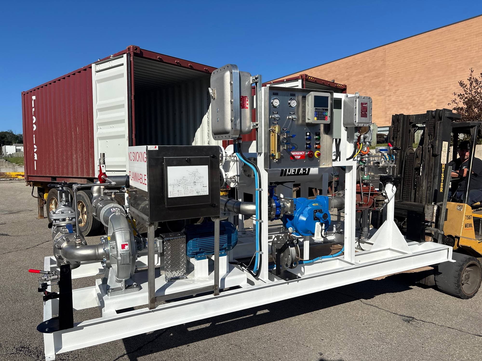 Jet A-1 dispensing skid ready for container shipment