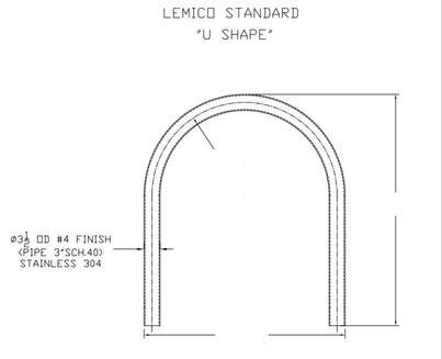 Lemico standard U-shape bollard drawing