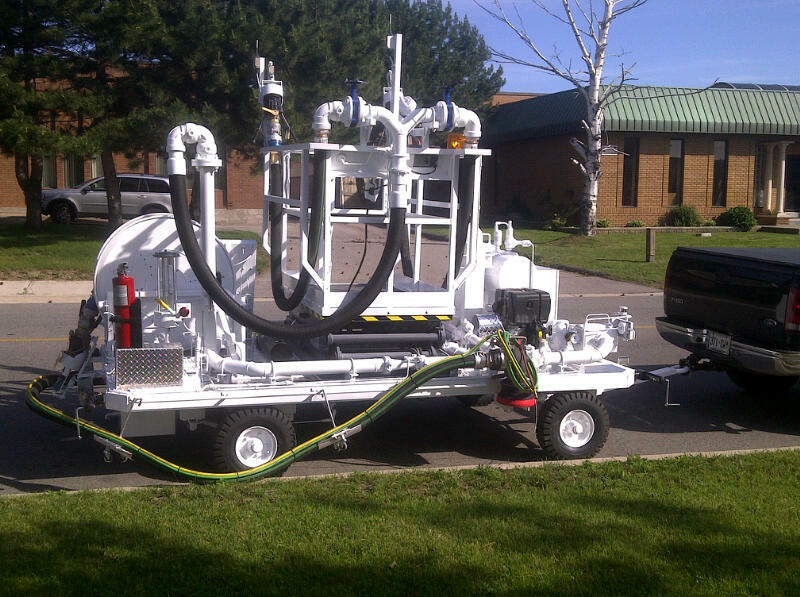 Towable Lemico hydrant cart with hose reels and hydrant fuel components