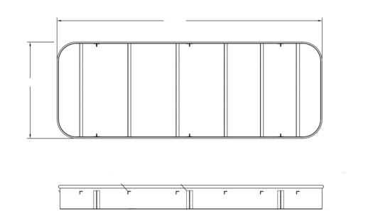 Island form plan and elevation drawing