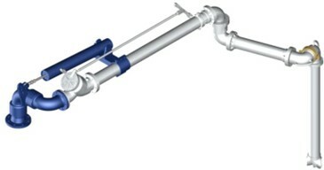 Top loading arm model with swivel joints and spring balance cylinders